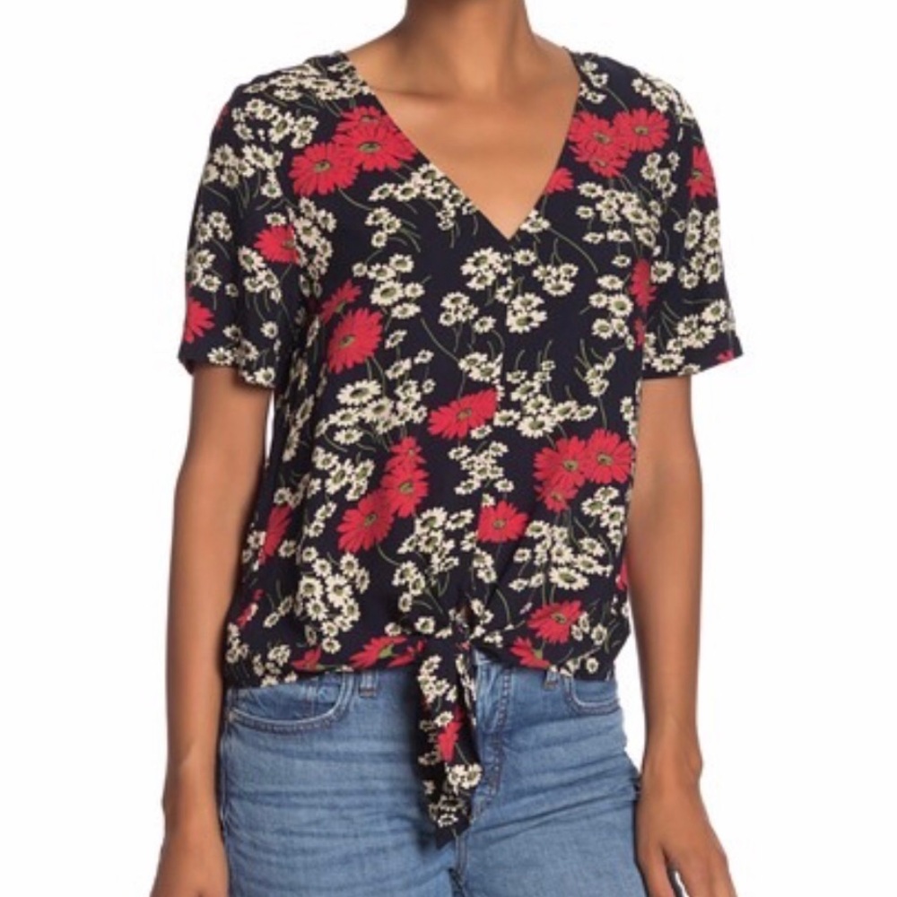 Madewell Tie-front Novel shirt in hillside daisies